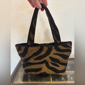 Swee Lo vintage beaded zebra print evening bag